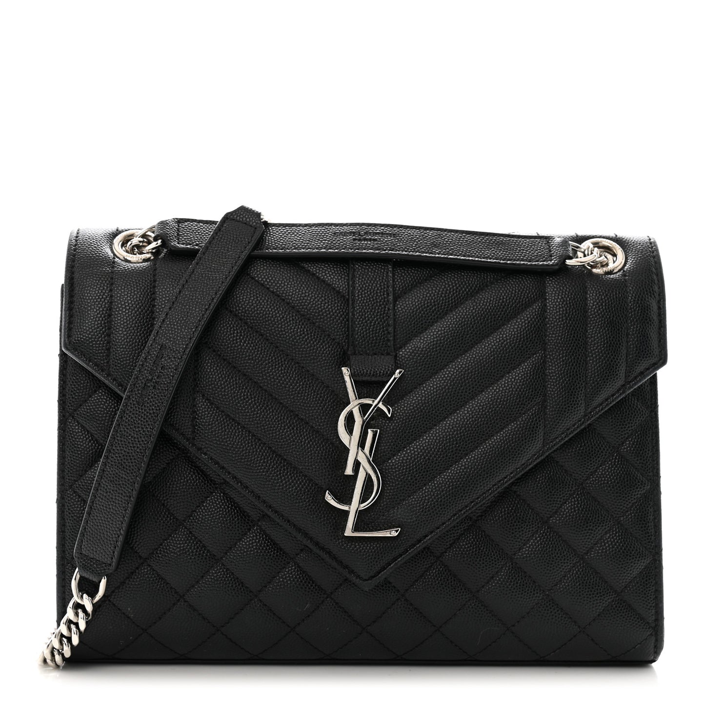 Grain De Poudre Textured Mixed Matelasse Triquilt Medium Monogram Satchel Black
