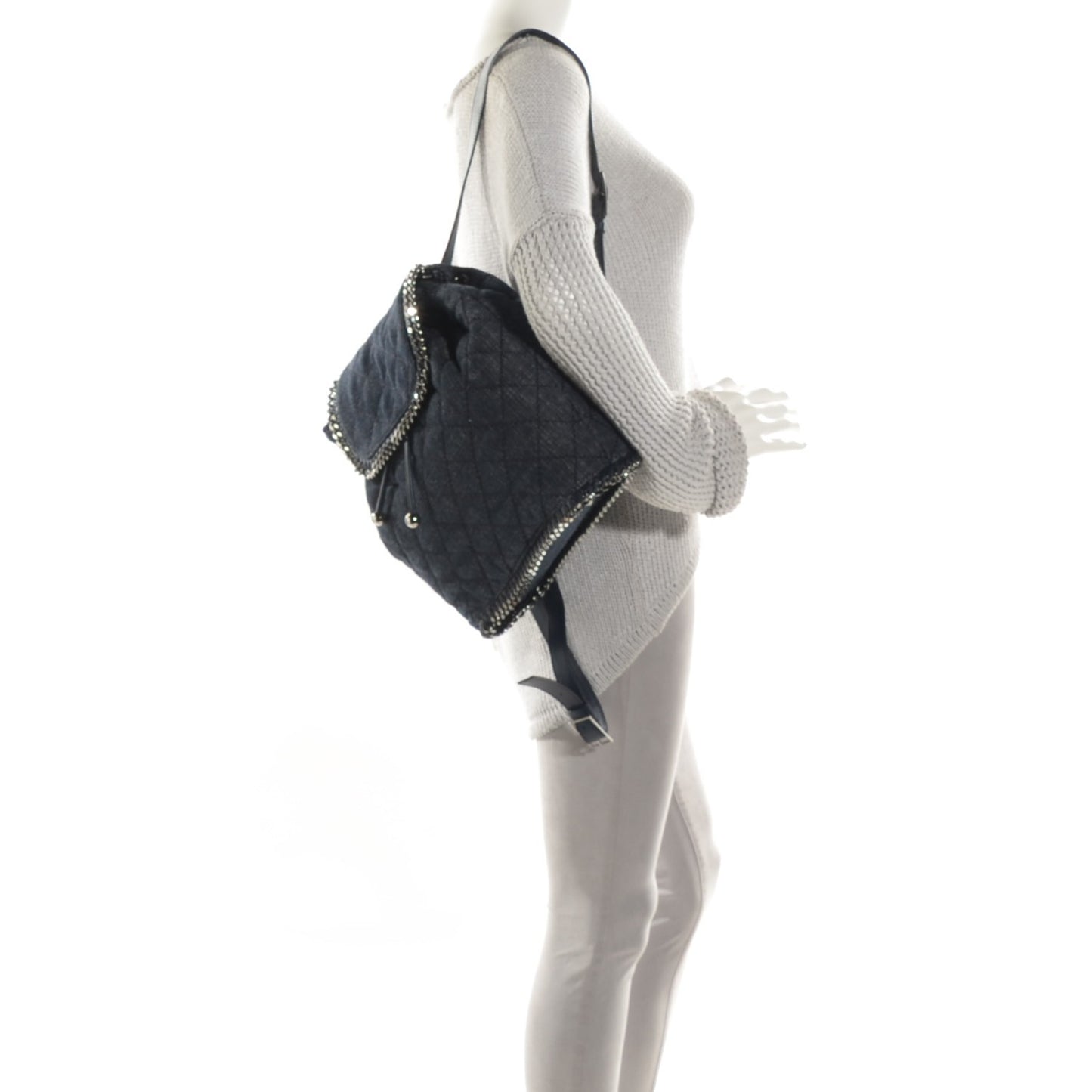 Denim Quilted Falabella Backpack Blue