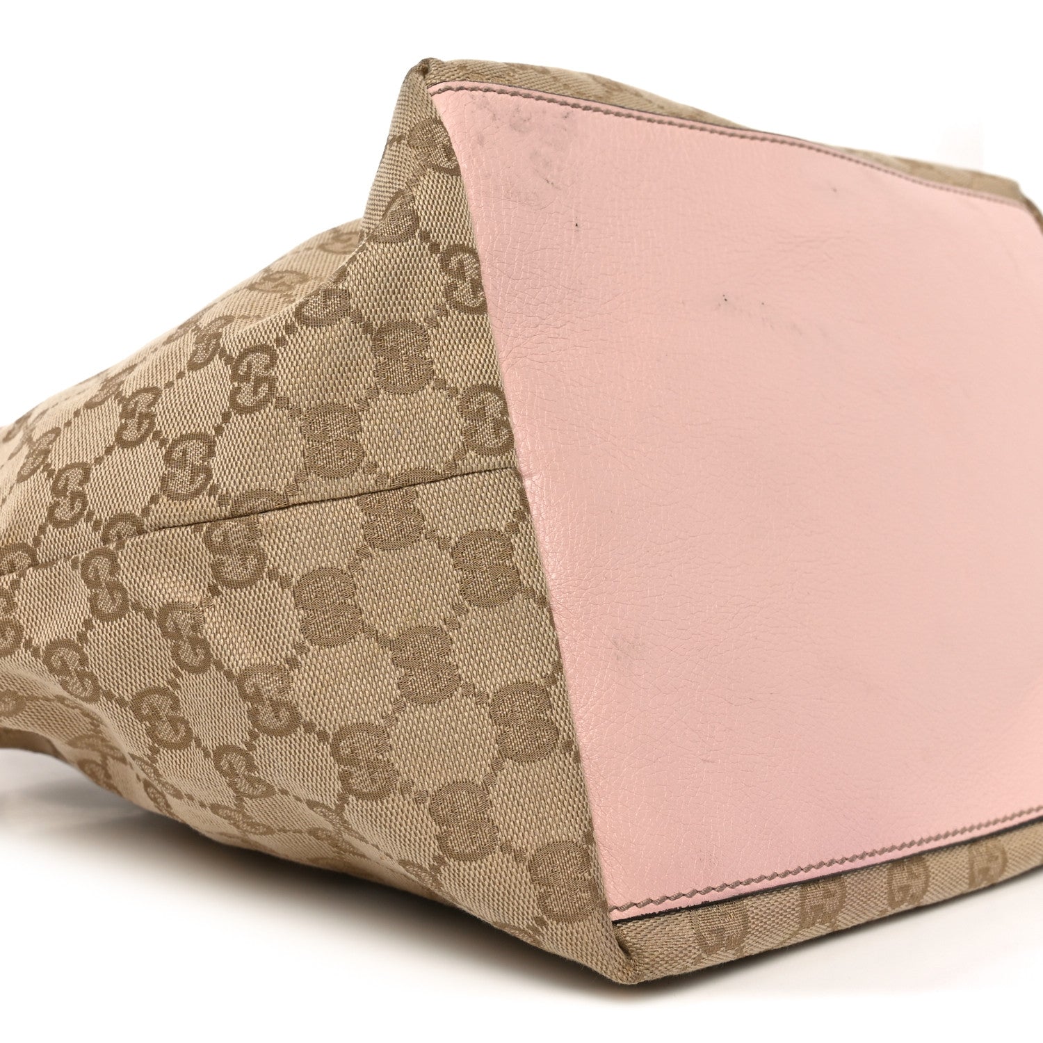 Gucci GG Monogram Medium Web Handle Bucket Tote Pink Blue 9 of 10