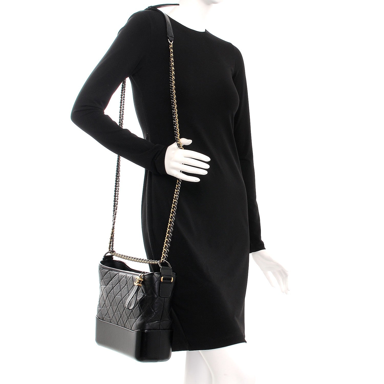 Chanel Aged Calfskin Quilted Medium Gabrielle Hobo Black 2 of 8