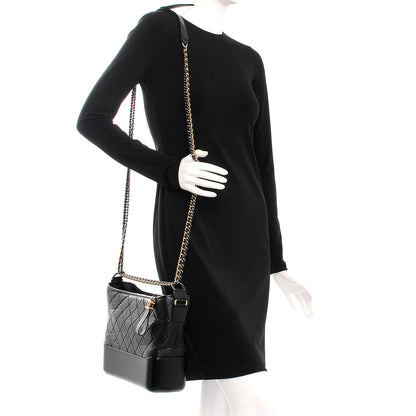 Chanel Aged Calfskin Quilted Medium Gabrielle Hobo Black 2 of 8