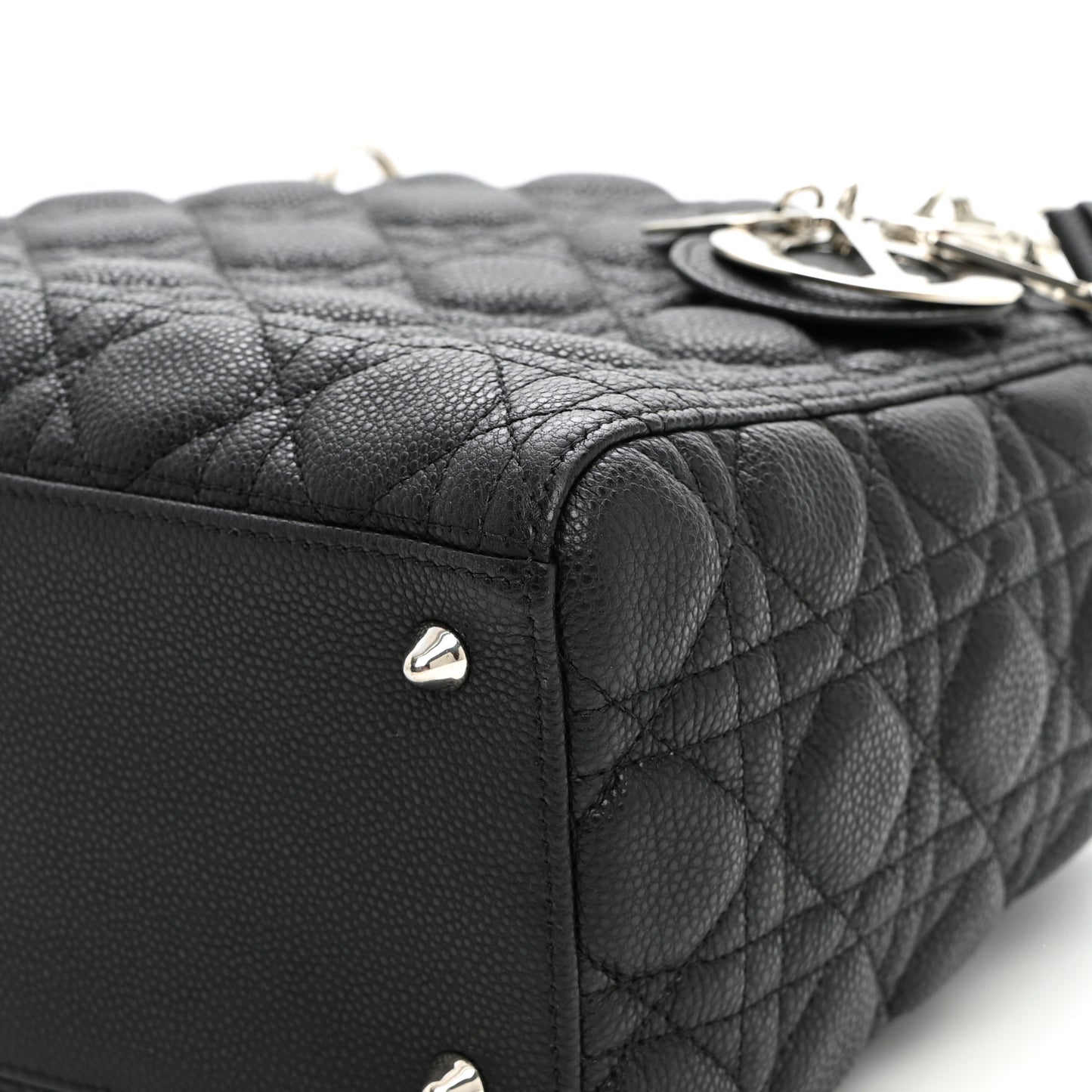 Grained Calfskin Cannage Medium Lady Dior Black