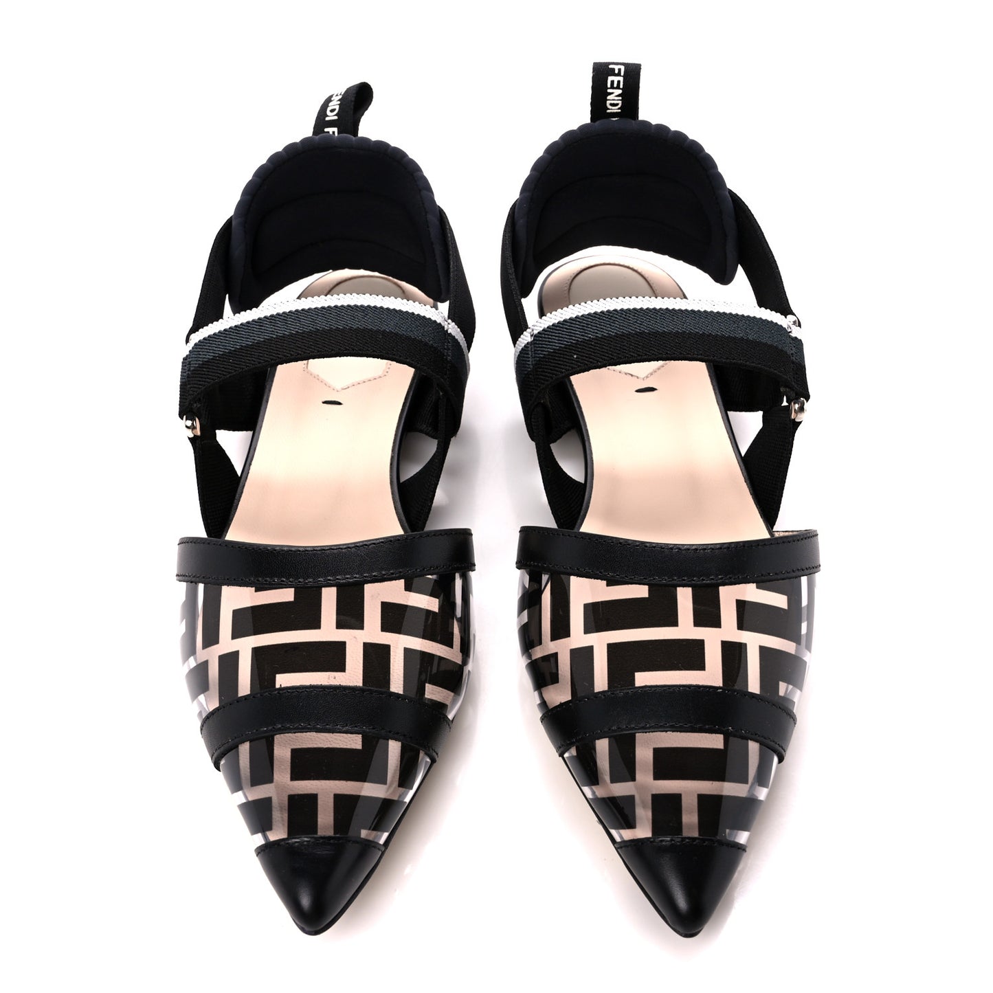 PVC Calfskin FF Colibri Slingback Ballerina Flats 37.5 Tobacco Moro Black Militare