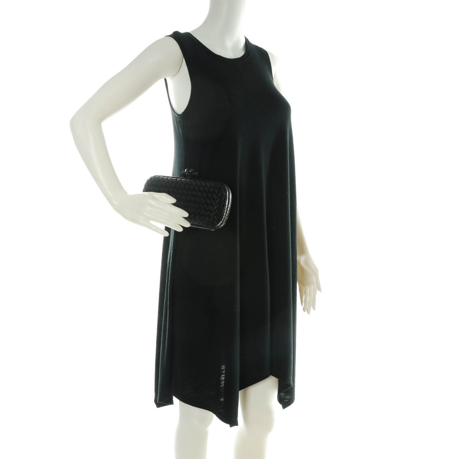Bottega Veneta Satin Ayers Intreccio Impero Stretch Knot Clutch Black 2 of 6