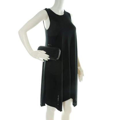 Bottega Veneta Satin Ayers Intreccio Impero Stretch Knot Clutch Black 2 of 6