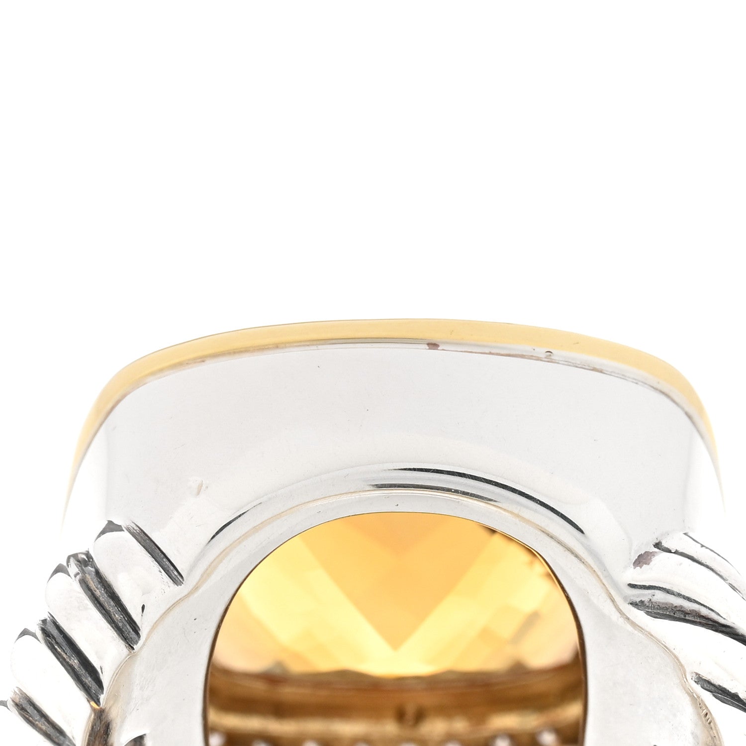 David Yurman Sterling Silver 18K Yellow Gold Diamond Citrine 14mm Albion Ring 57 8 6 of 6
