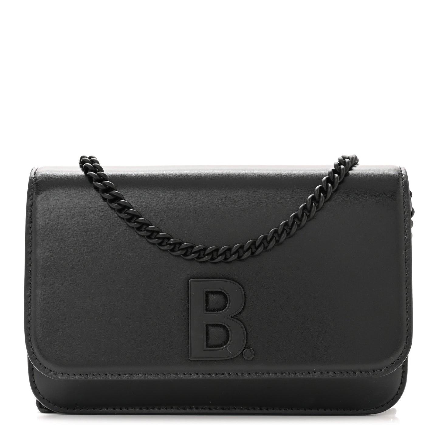 Smooth Calfskin B Wallet on Chain Black