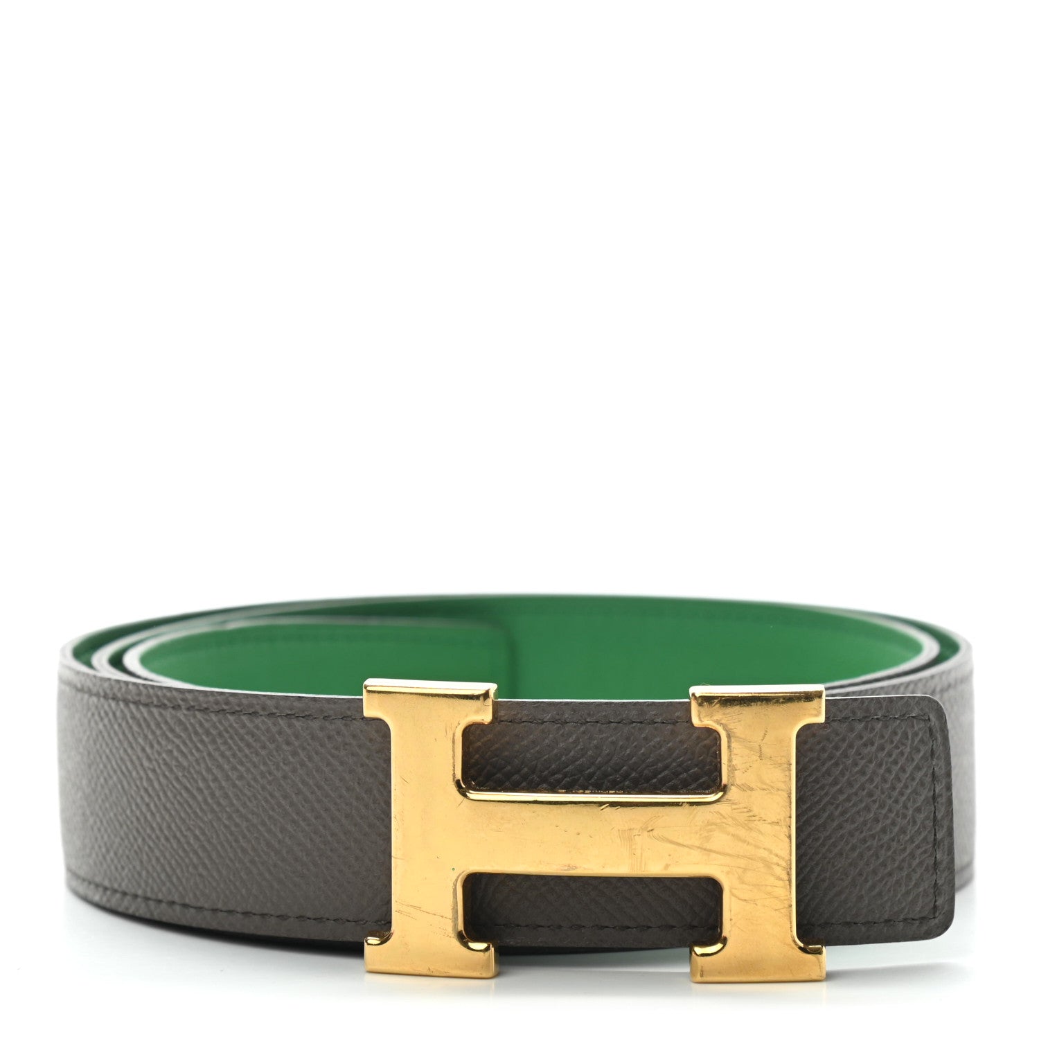 Hermes Epsom Swift 32mm H Belt 85 Etain Bambou 1 of 4