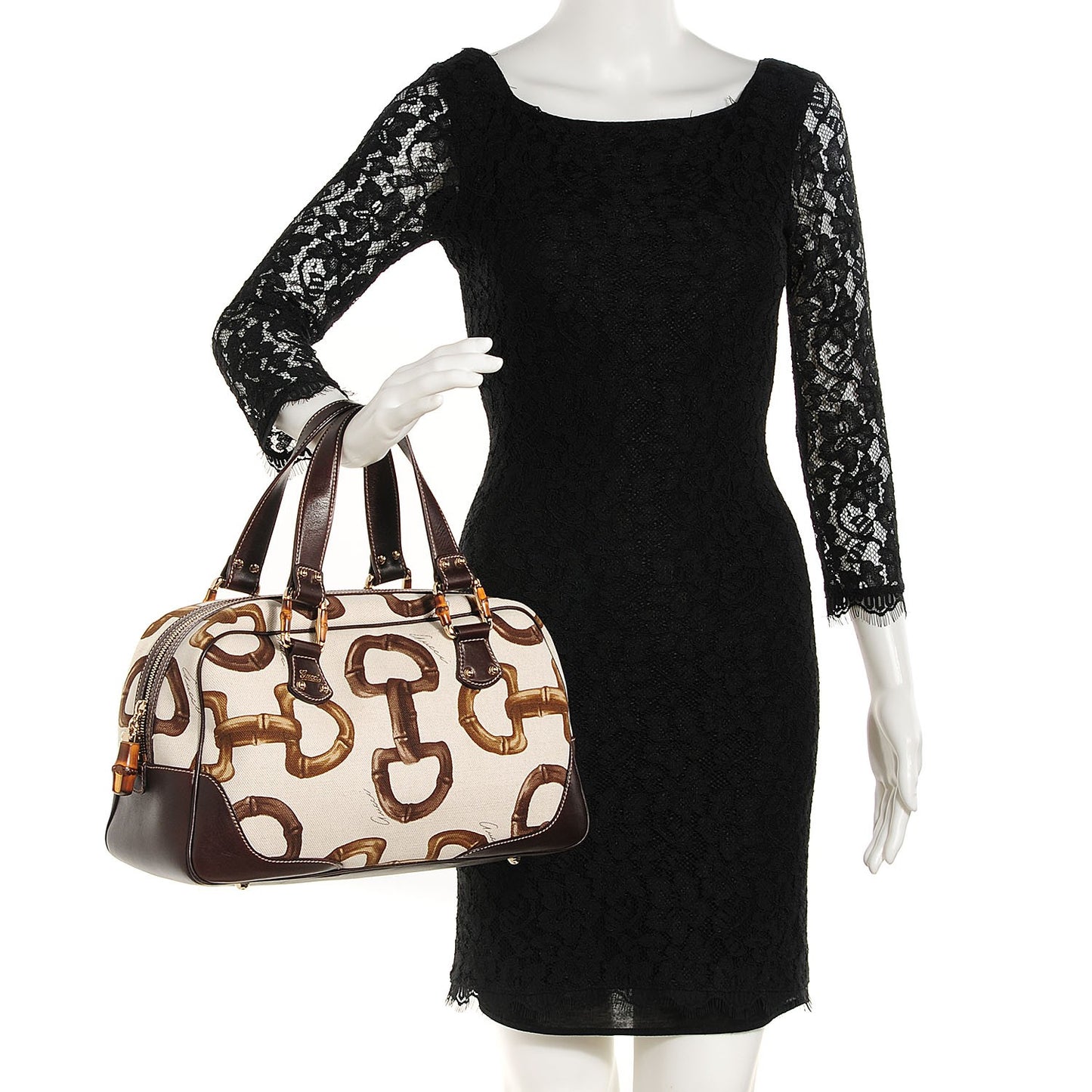 Canvas Bamboo Horsebit Print Boston Brown