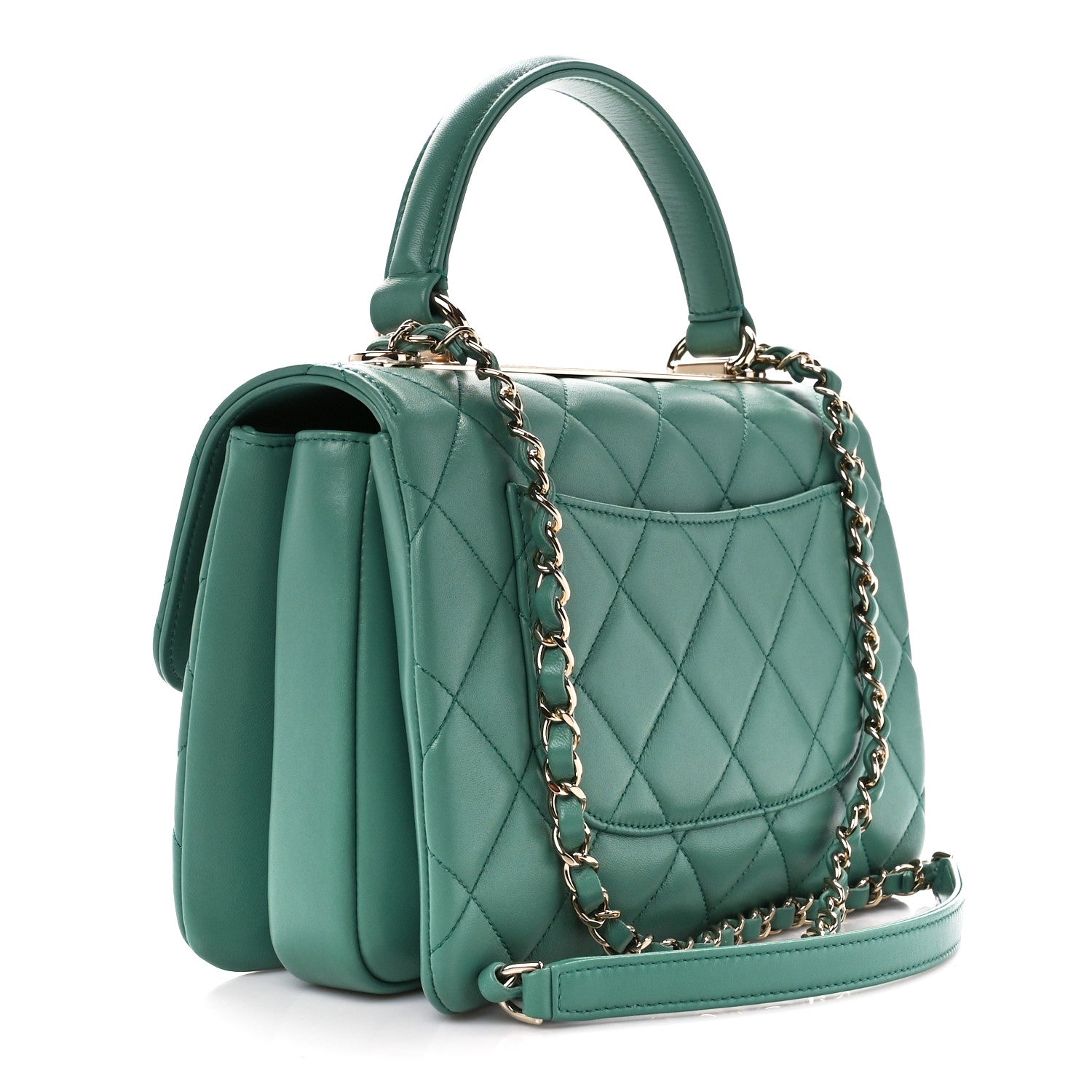 Chanel Lambskin Quilted Small Trendy CC Flap Dual Handle Bag Green 3 of 12