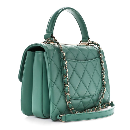 Chanel Lambskin Quilted Small Trendy CC Flap Dual Handle Bag Green 3 of 12