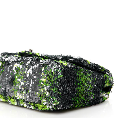 Chanel Sequin Logo Single Flap Green Silver Black 11 of 11
