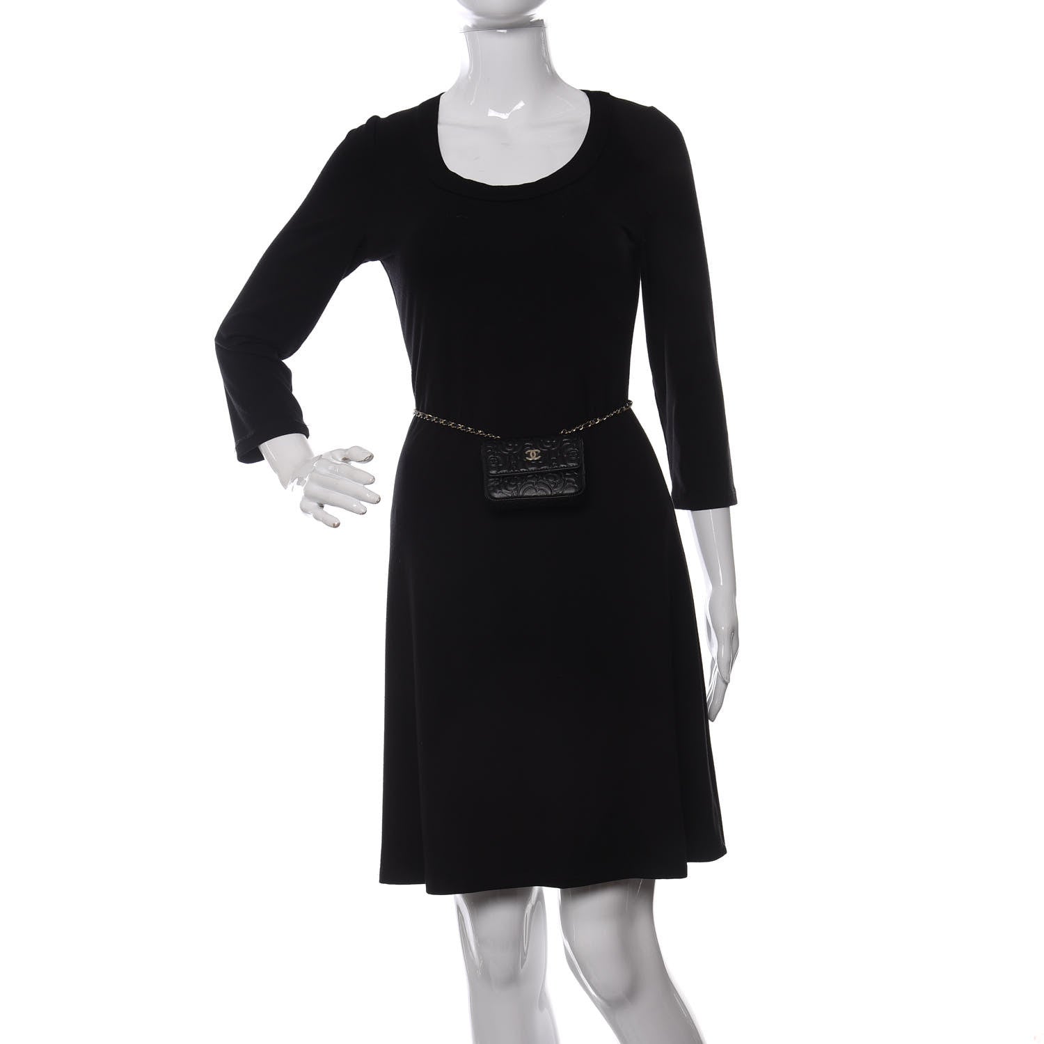 Chanel Caviar Camellia Embossed Chain Belt Bag Black 2 of 12