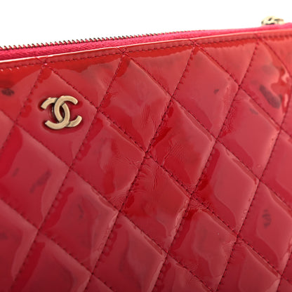 Chanel Patent Calfskin Quilted Valentine Hearts Medium O Cosmetic Case Dark Pink 10 of 11