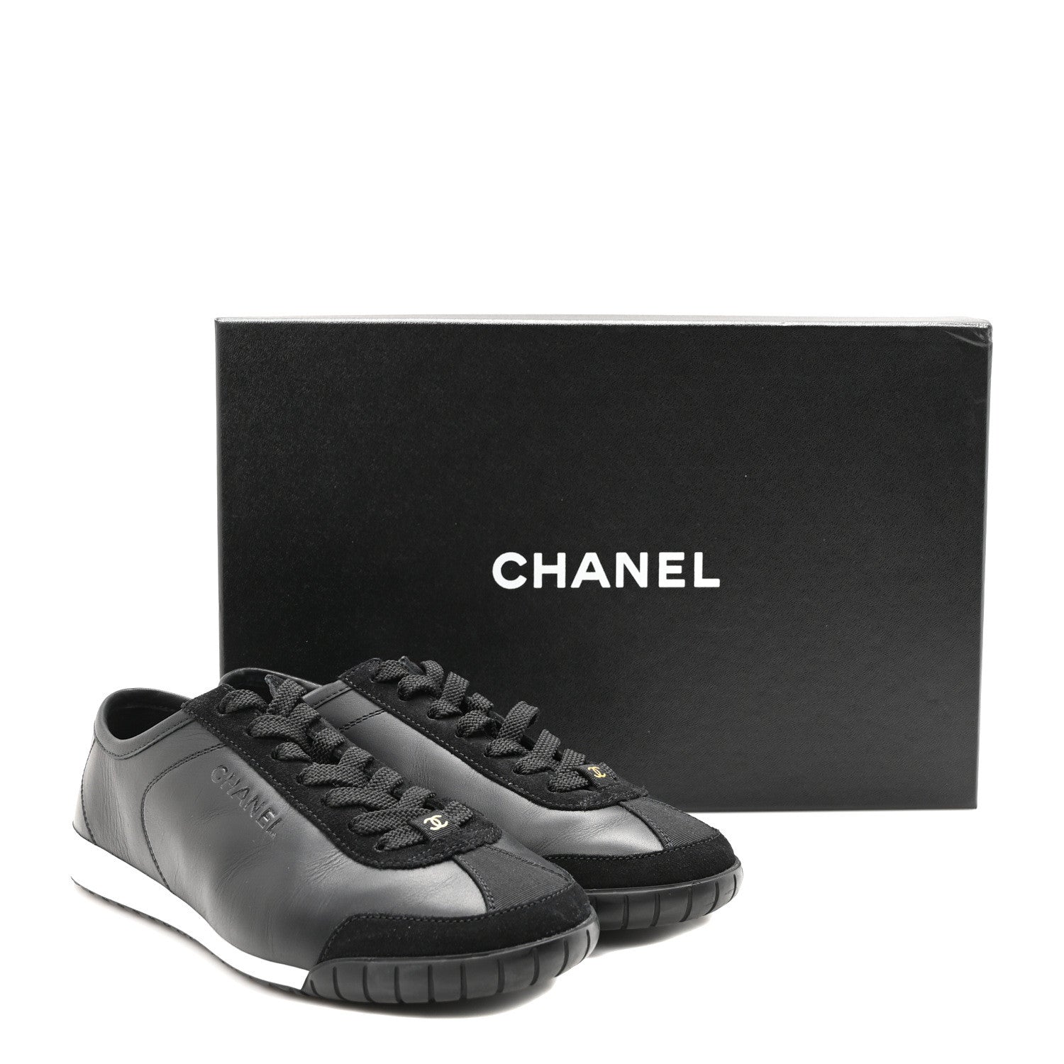 Chanel Calfskin Suede Sneakers 36 Black 8 of 8