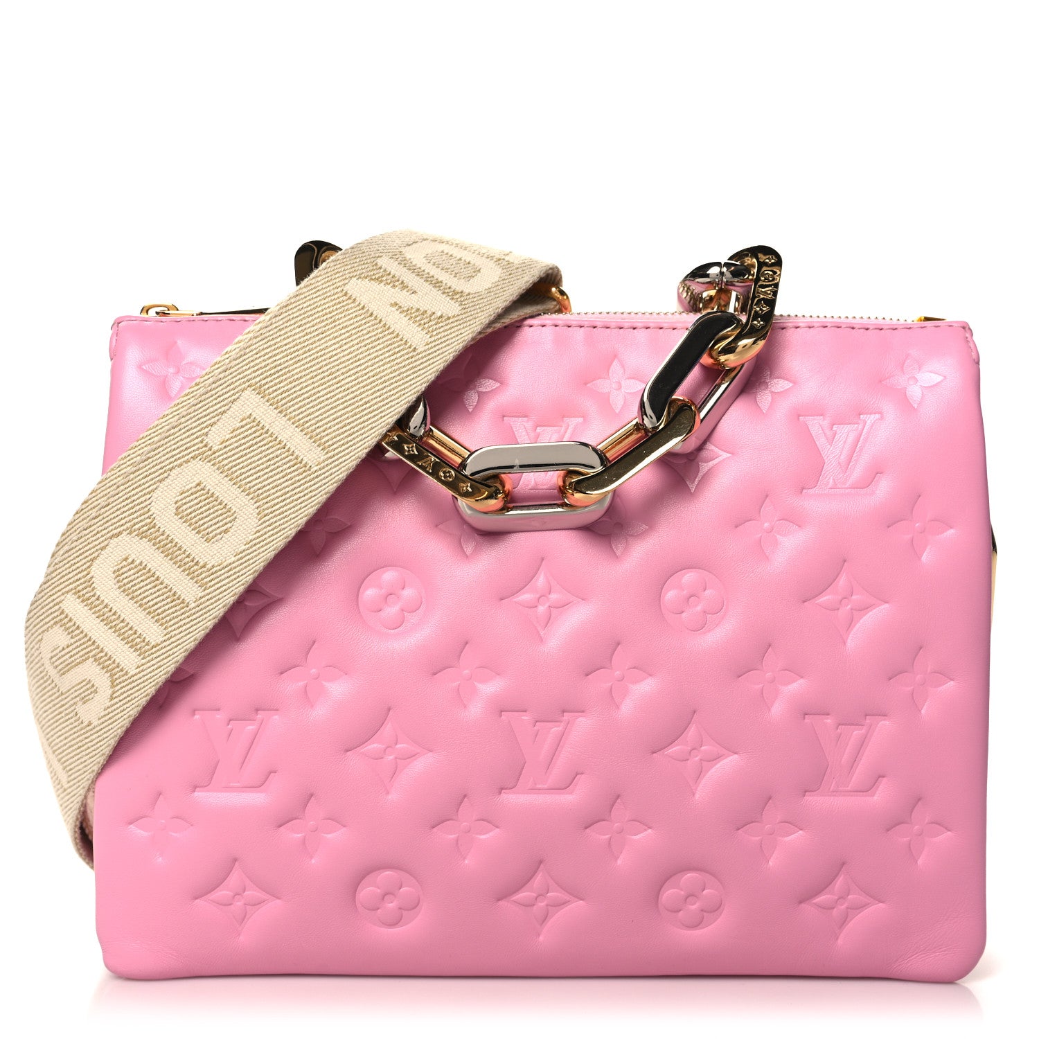 Louis Vuitton Lambskin Embossed Monogram Coussin PM Rose Bonbon 1 of 11
