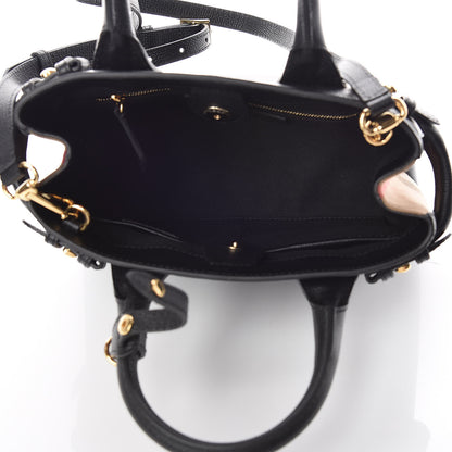 Burberry Grainy Calfskin House Check Small Banner Tote Black 5 of 12
