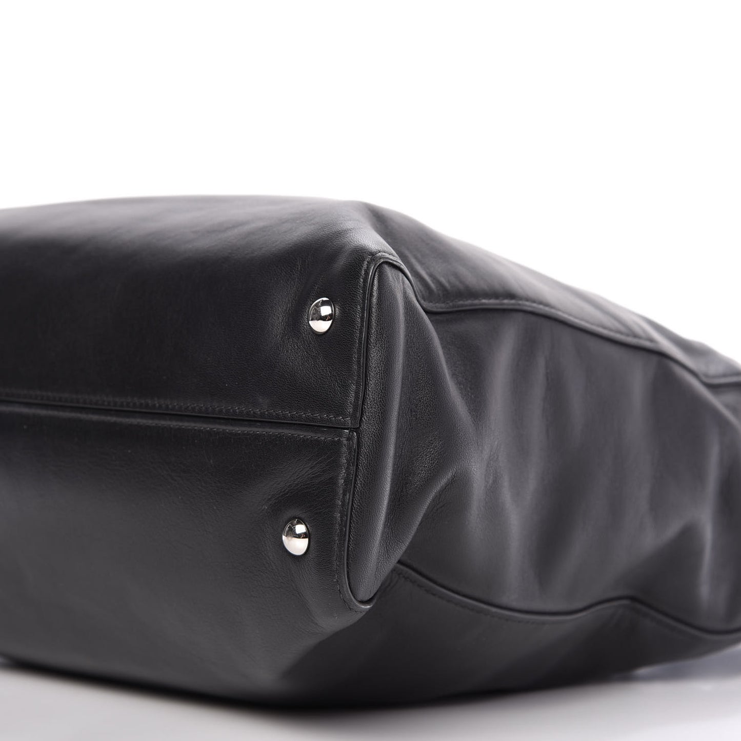 Soft Calf Studded Shopping Tote Black