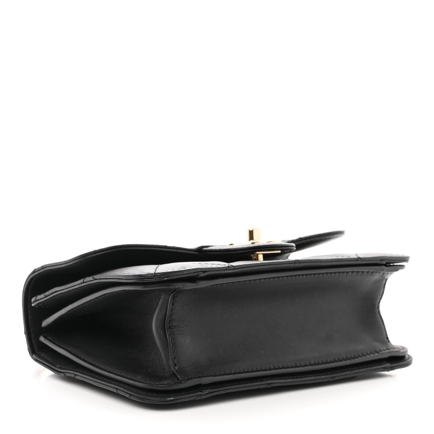 Calfskin Quilted Small Top Handle Flap Black