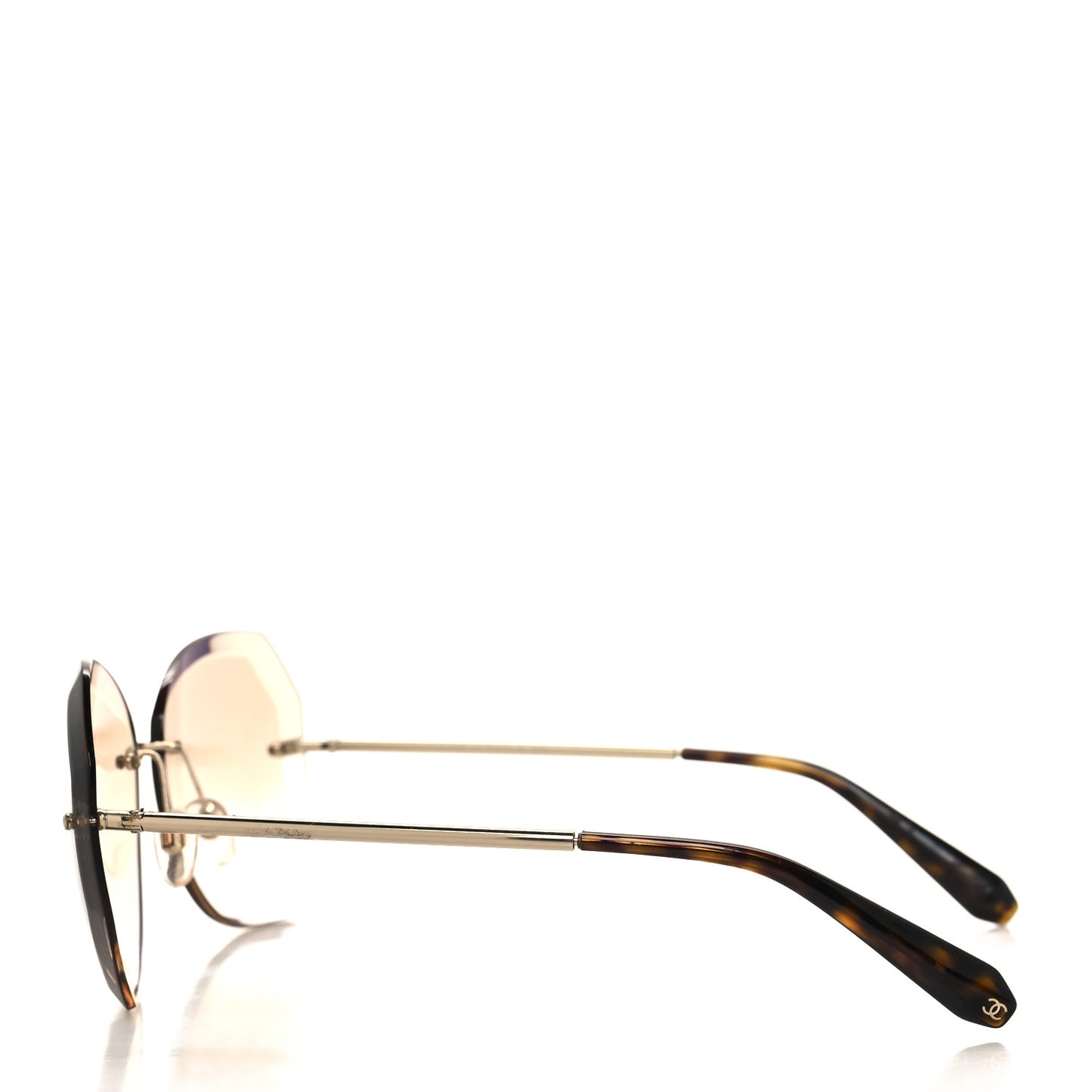 Metal Spring Round Sunglasses 4220 Gold Brown