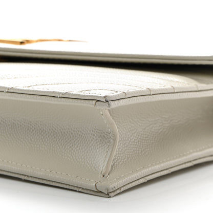 Saint Laurent Grain De Poudre Matelasse Chevron Monogram Envelope Chain Wallet Crema Soft 10 of 10
