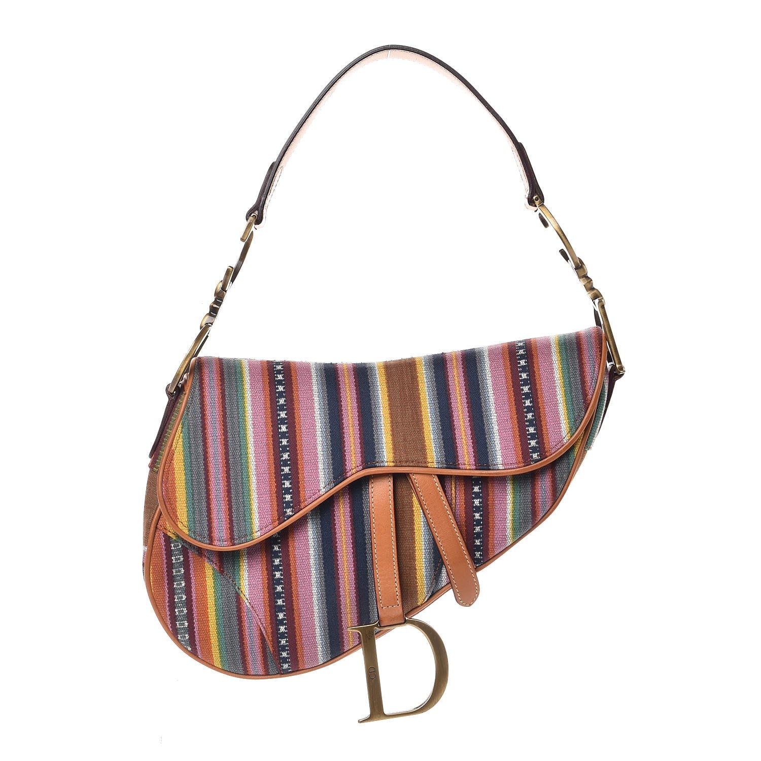 Christian Dior Canvas Striped Saddle Bag Multicolor 1 of 8