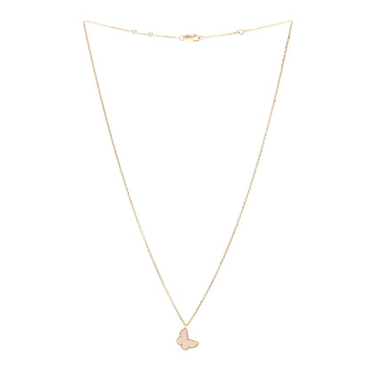 Van Cleef & Arpels 18K Yellow Gold Mother of Pearl Sweet Alhambra Butterfly Pendant Necklace 3 of 6