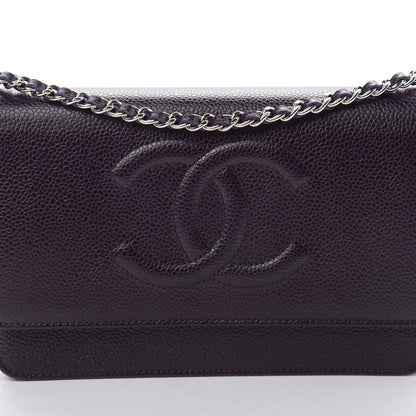 Chanel Caviar Timeless CC Wallet On Chain WOC Purple 9 of 12