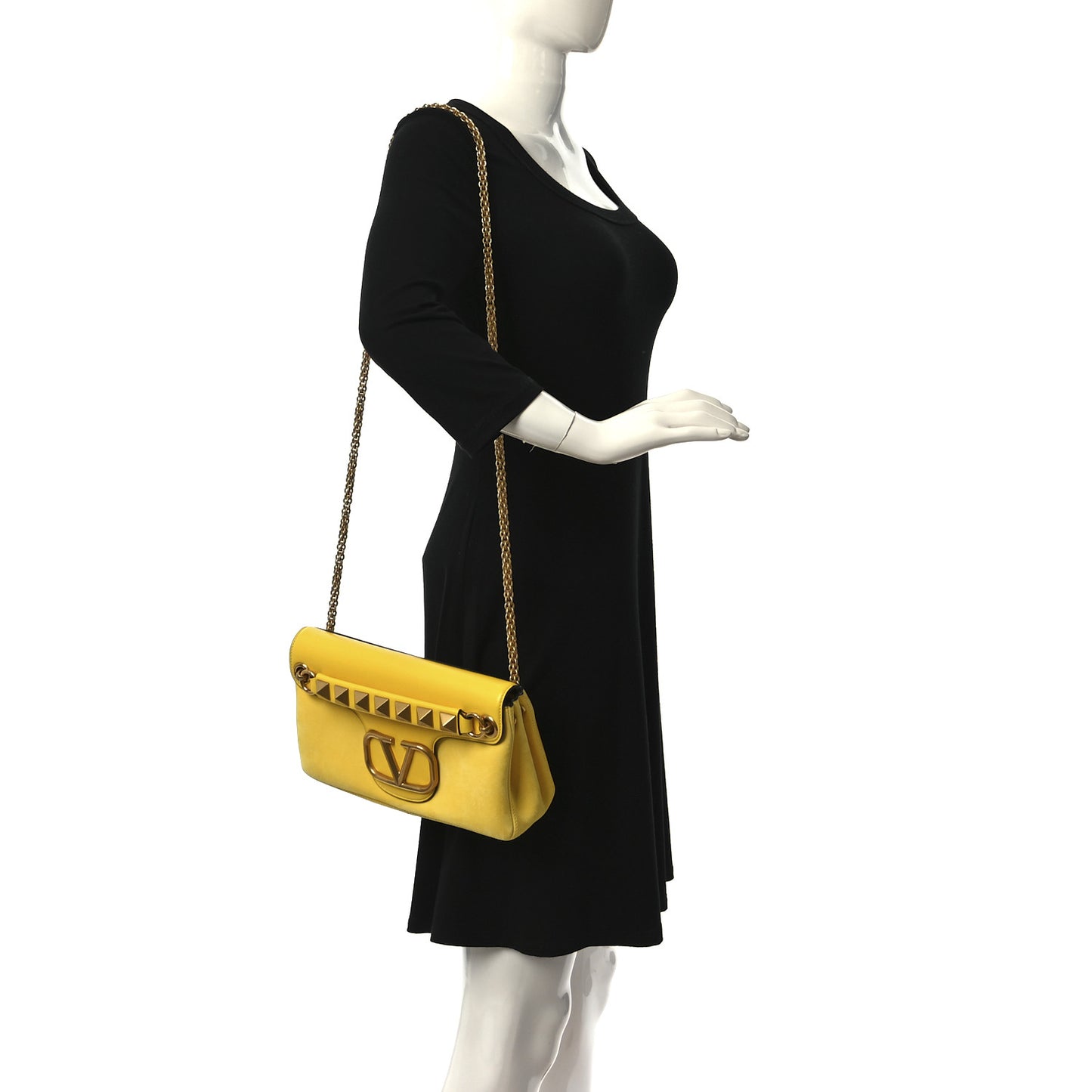 Nappa Stud Sign Shoulder Bag Bright Lemon