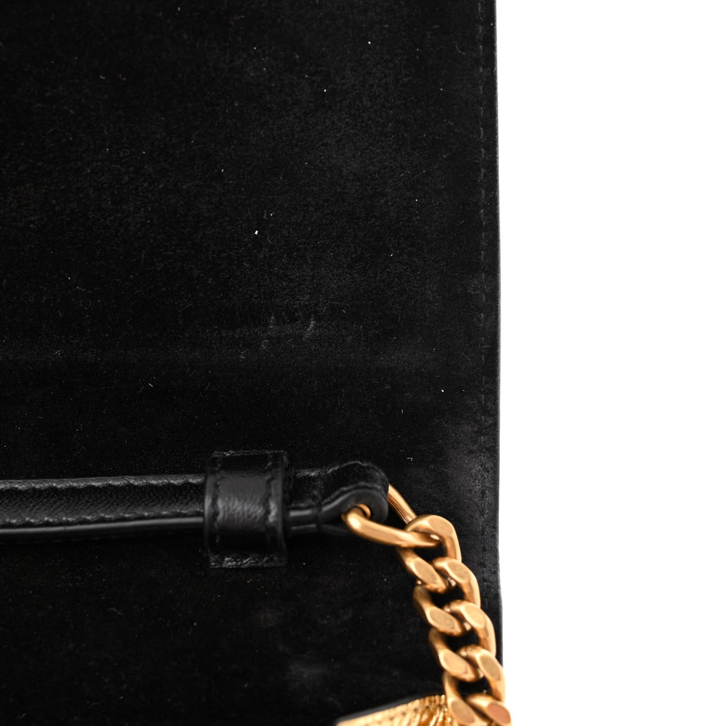 Metallic Calfskin Monogram Chain Wallet Gold