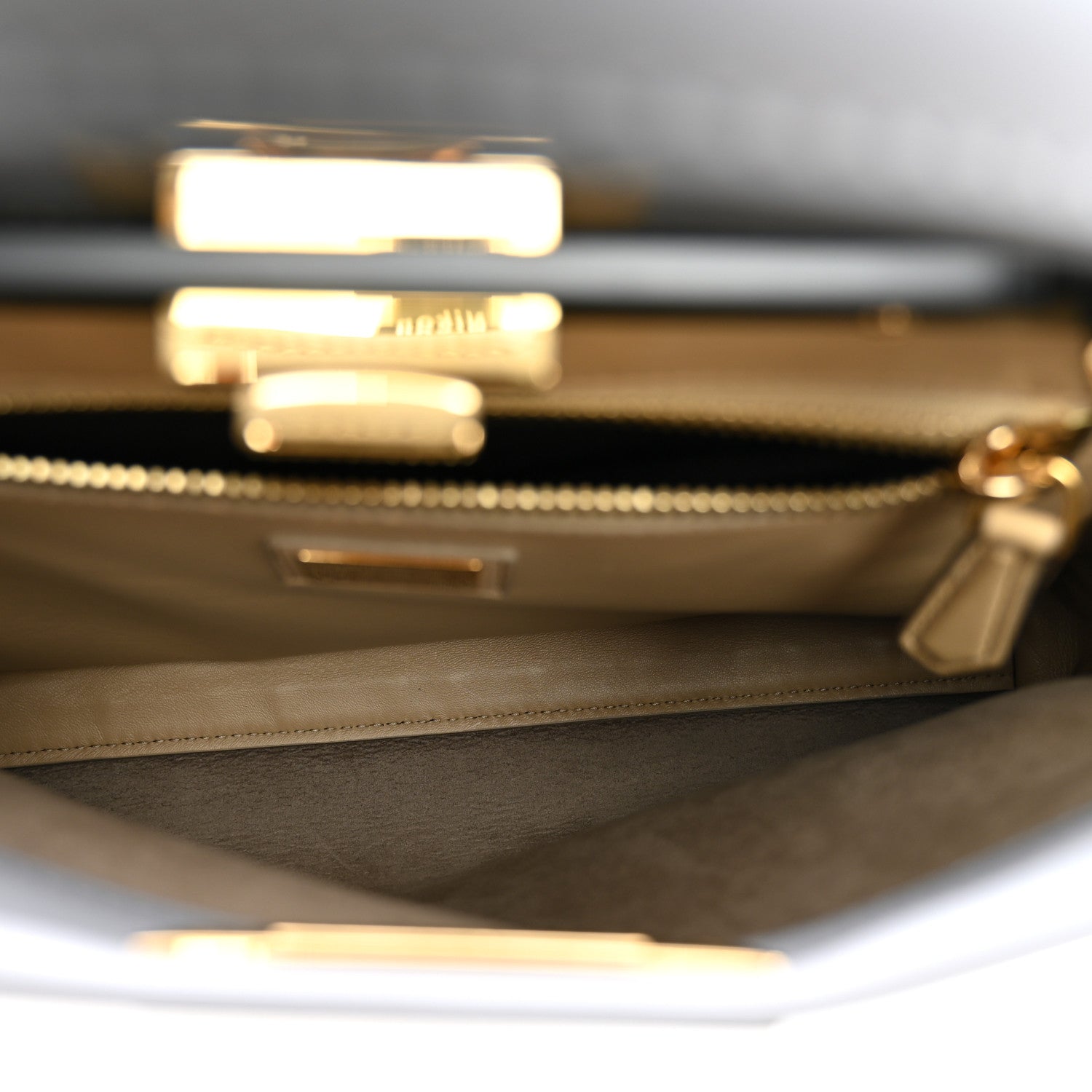 Fendi Vitello Seta Shiny Nappa Medium Peekaboo Iconic Satchel Ardesia Amido 4 of 10