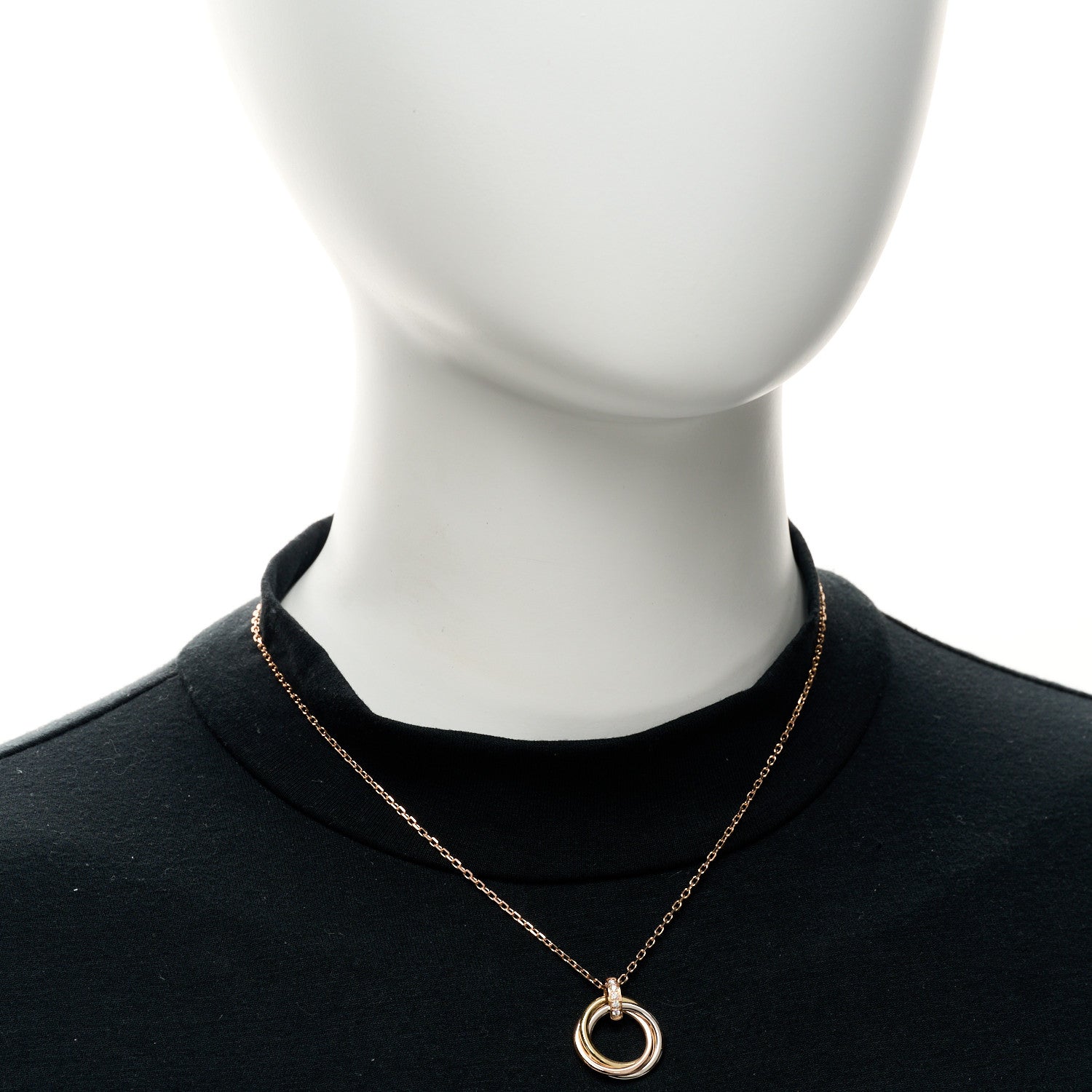 Cartier 18K Pink White Yellow Gold Diamond Trinity Pendant Necklace 2 of 5