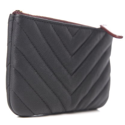 Chanel Caviar Chevron Quilted Small Cosmetic Case Black 2 of 7