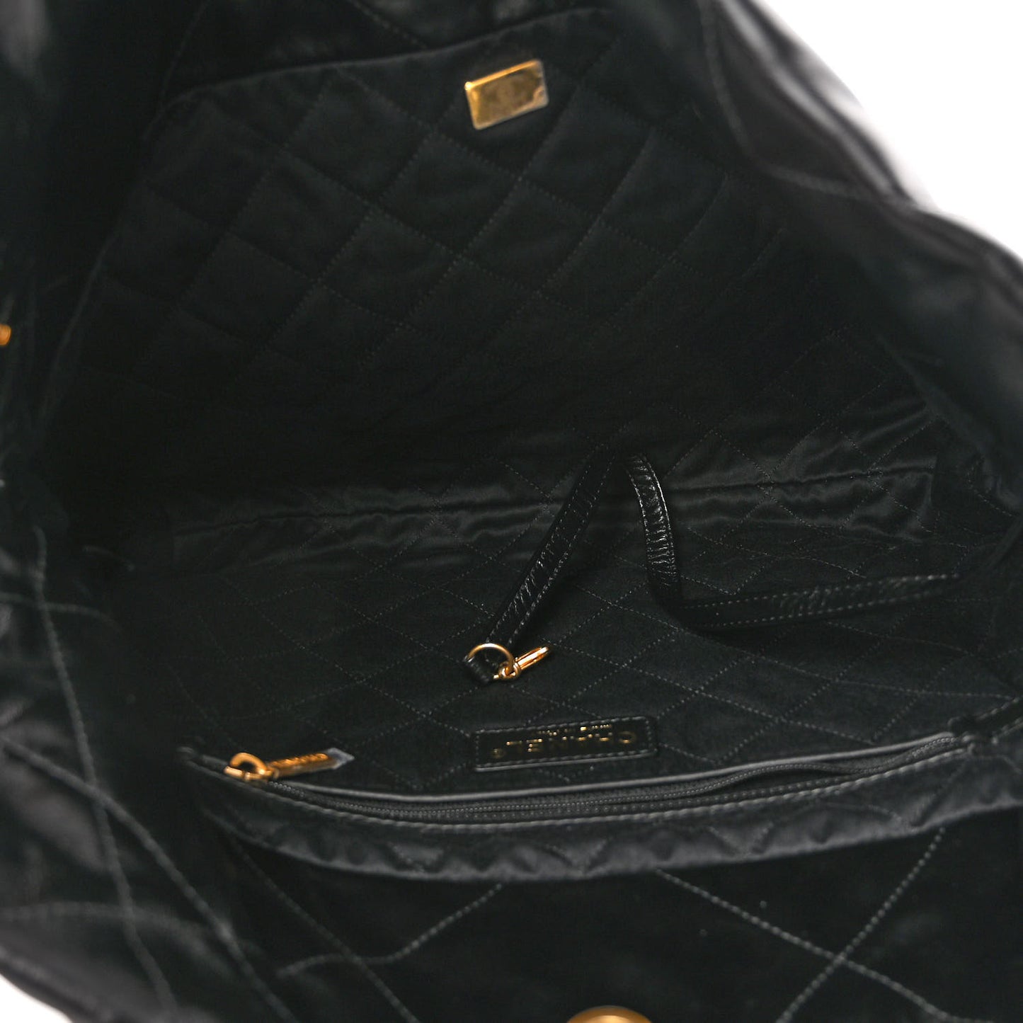 Shiny Calfskin Quilted Small Chanel 22 Black