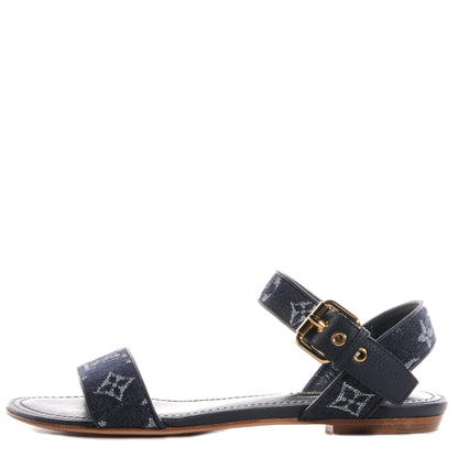 Louis Vuitton Denim Monogram Formentera Flat Sandals 36.5 Blue 1 of 7
