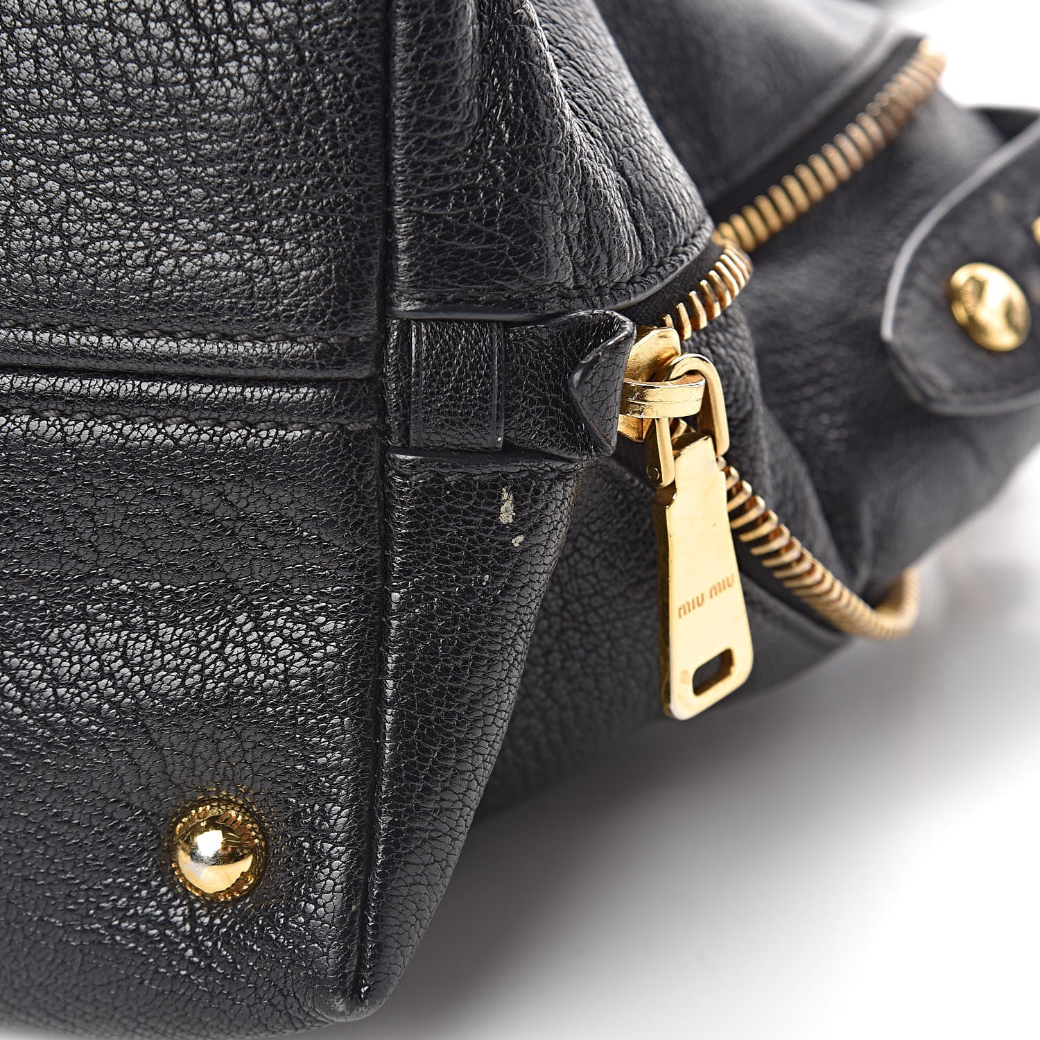 Miu Miu Goatskin Madras Zip Tote Black 22 of 22