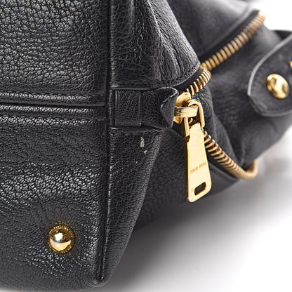 Miu Miu Goatskin Madras Zip Tote Black 22 of 22