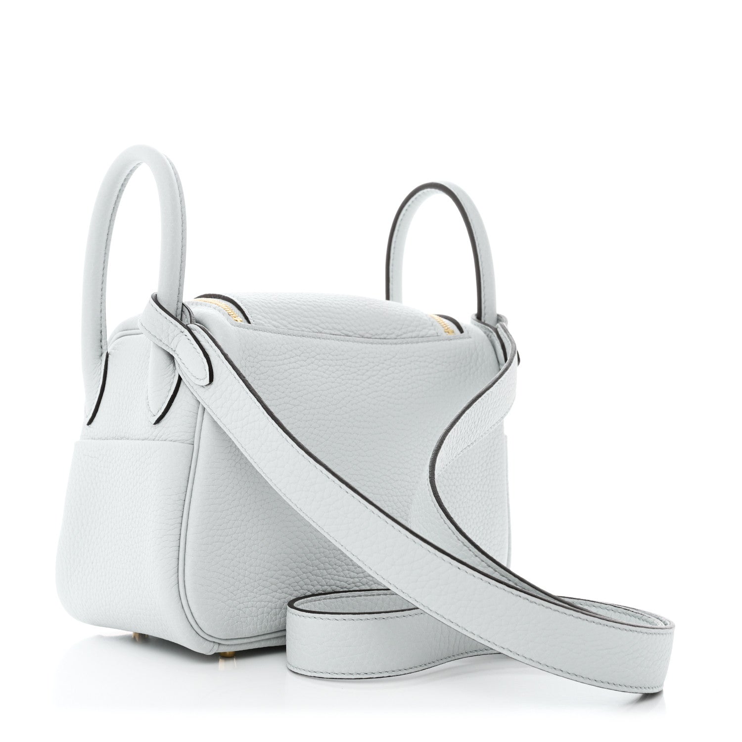 Hermes Taurillon Clemence Mini Lindy 20 Bleu Pale 3 of 11