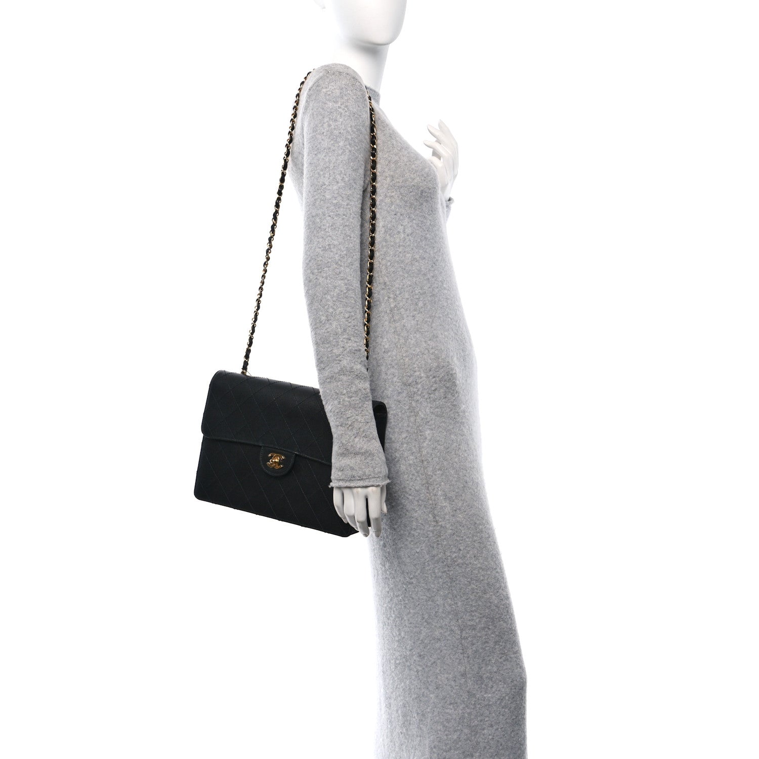 Chanel Caviar Stitch Jumbo Single Flap Black 2 of 12