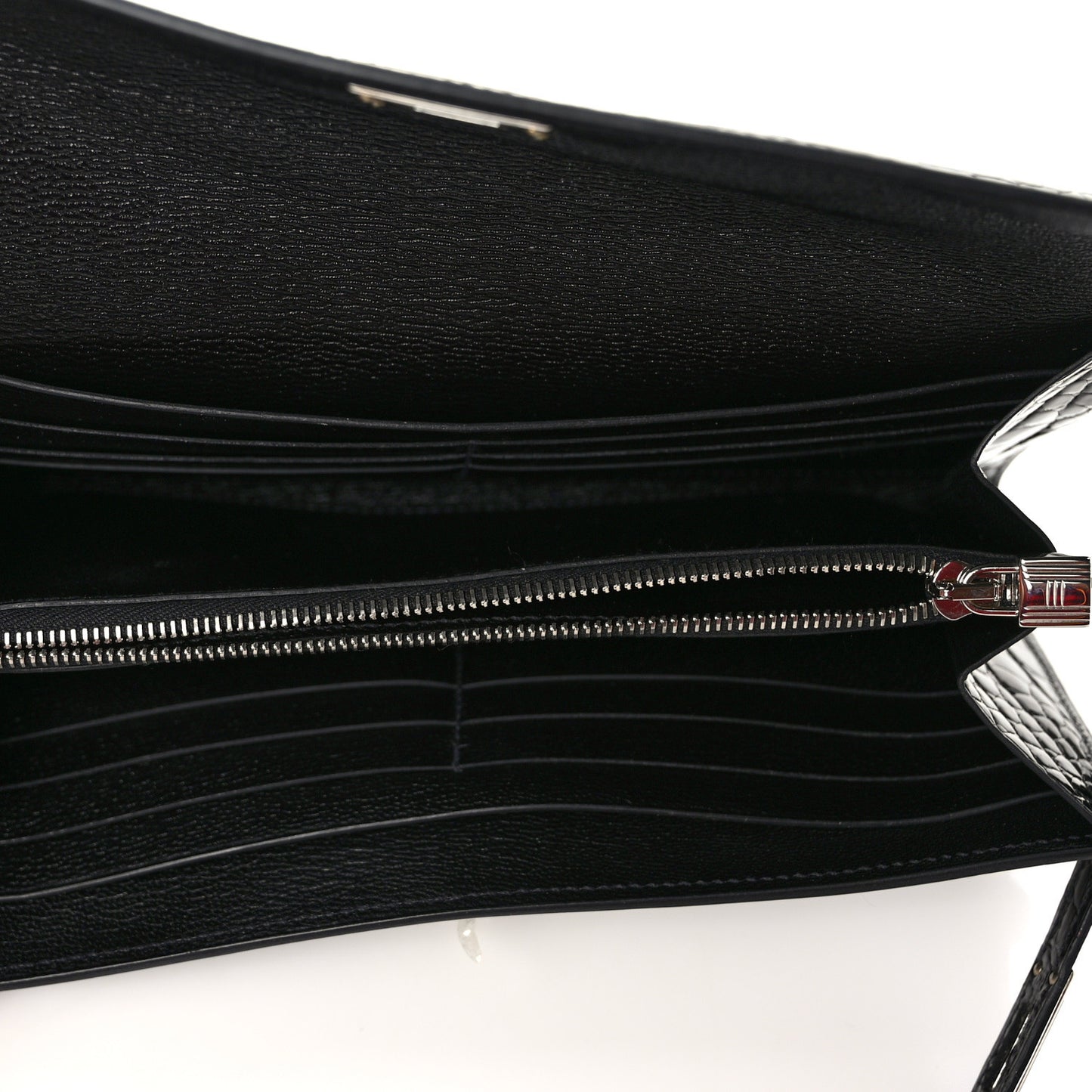 Shiny Alligator Kelly Longue Wallet Black