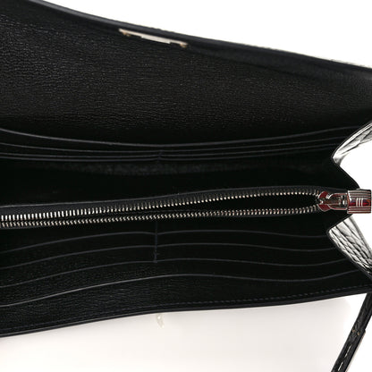 Hermes Shiny Alligator Kelly Longue Wallet Black 5 of 7