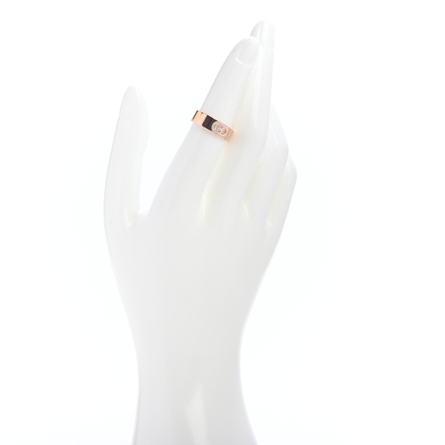 Hermes 18K Rose Gold Diamond PM H D'Ancre Ring 52 6 2 of 5