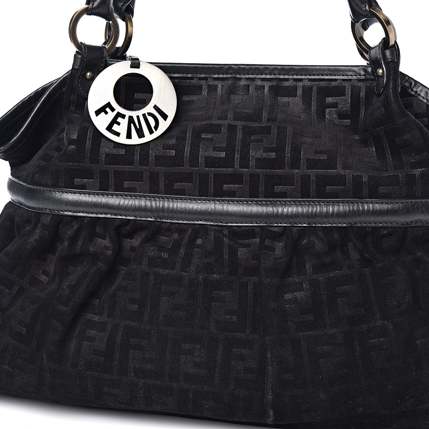 Suede Vitello Zucca Embossed Large Chef Shopper Tote Black