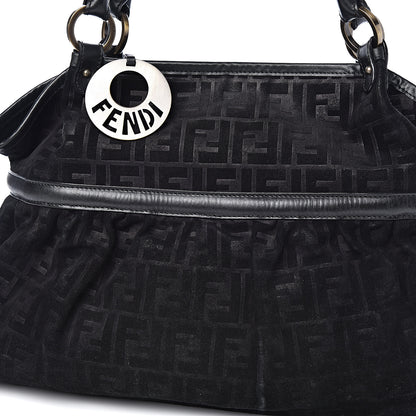Fendi Suede Vitello Zucca Embossed Large Chef Shopper Tote Black 11 of 13