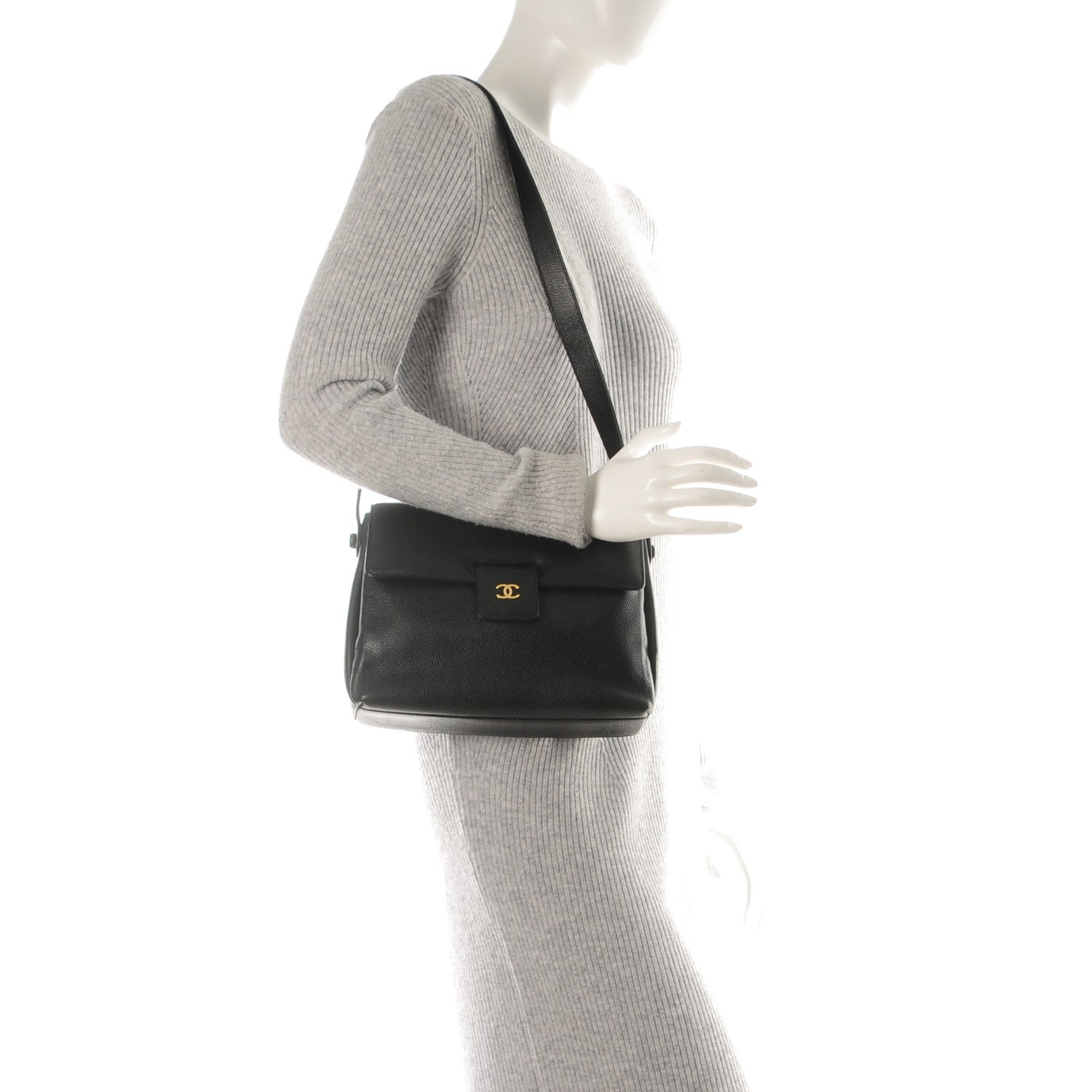 Chanel Caviar Medium Shoulder Bag Black 2 of 8