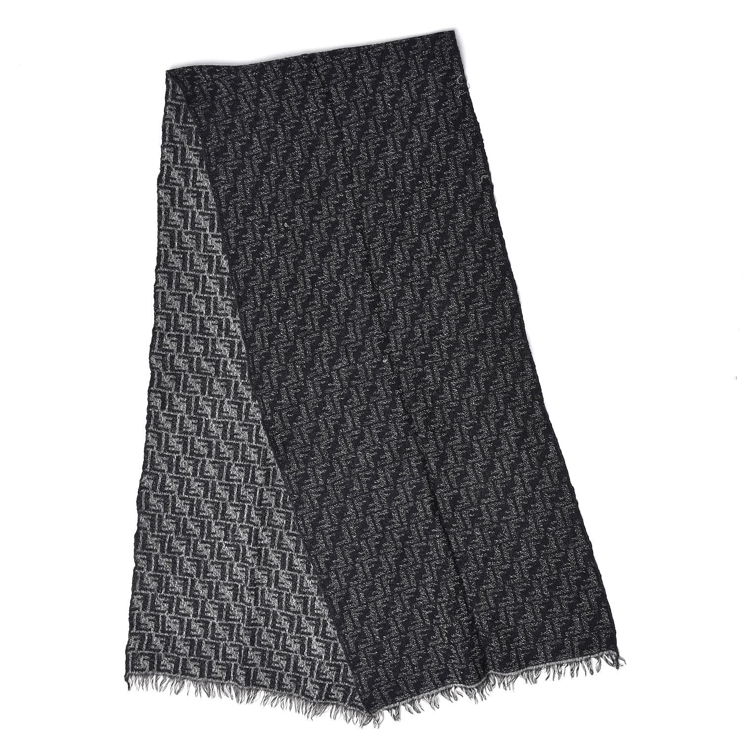 Fendi Wool FF Scarf Grey Black 3 of 8