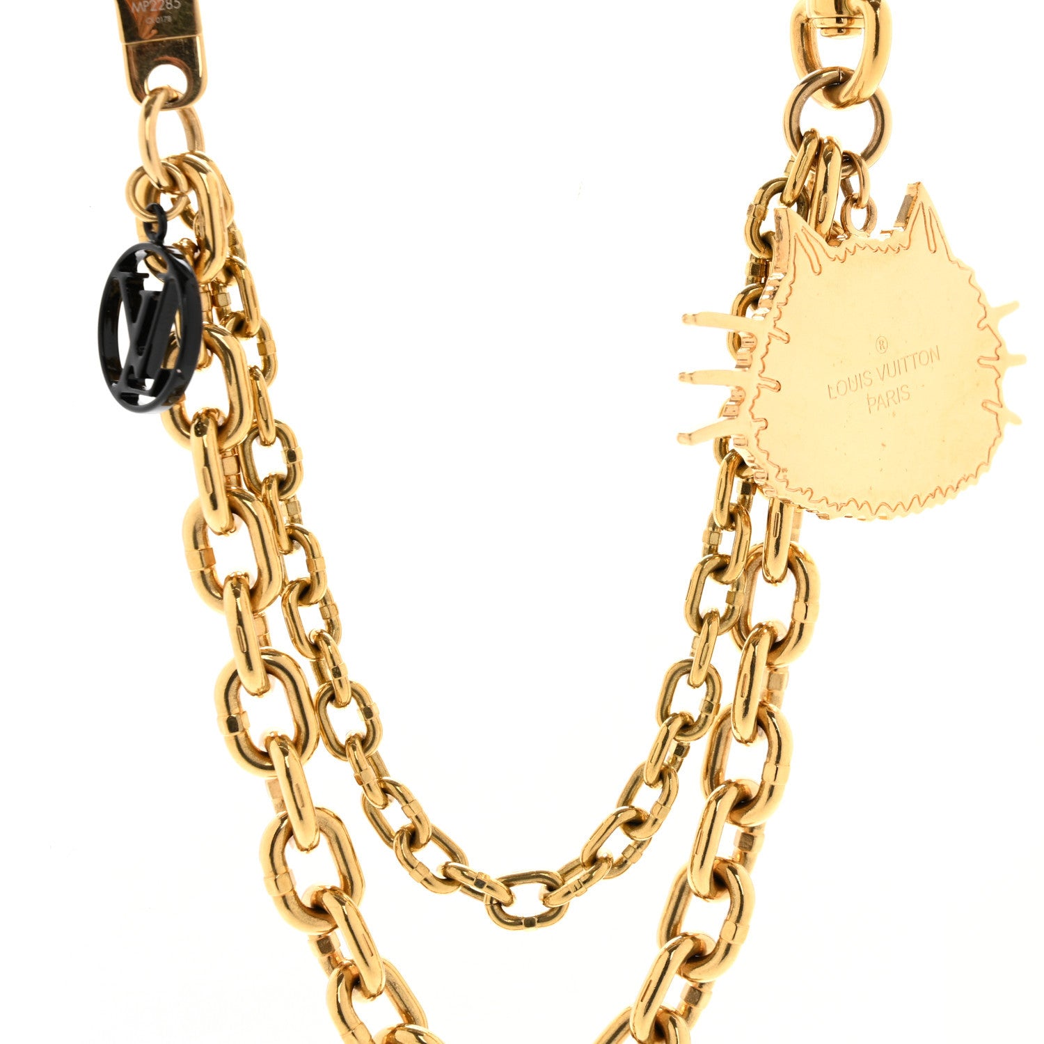 Louis Vuitton Catogram Cat Key Chain Bag Charm Gold Black 3 of 5