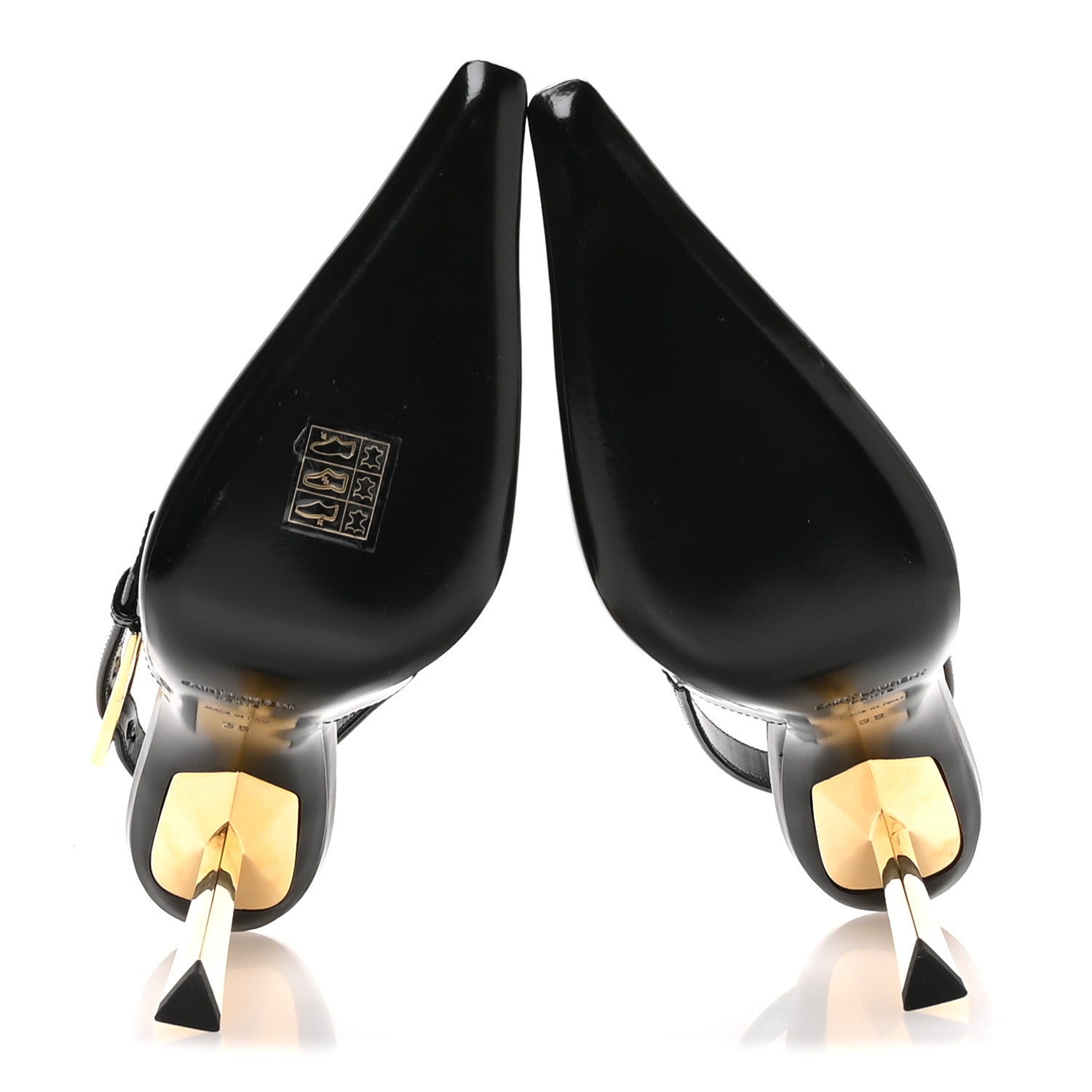 Saint Laurent Glazed Calfskin Lee Slingback Pumps 35 Black 7 of 10