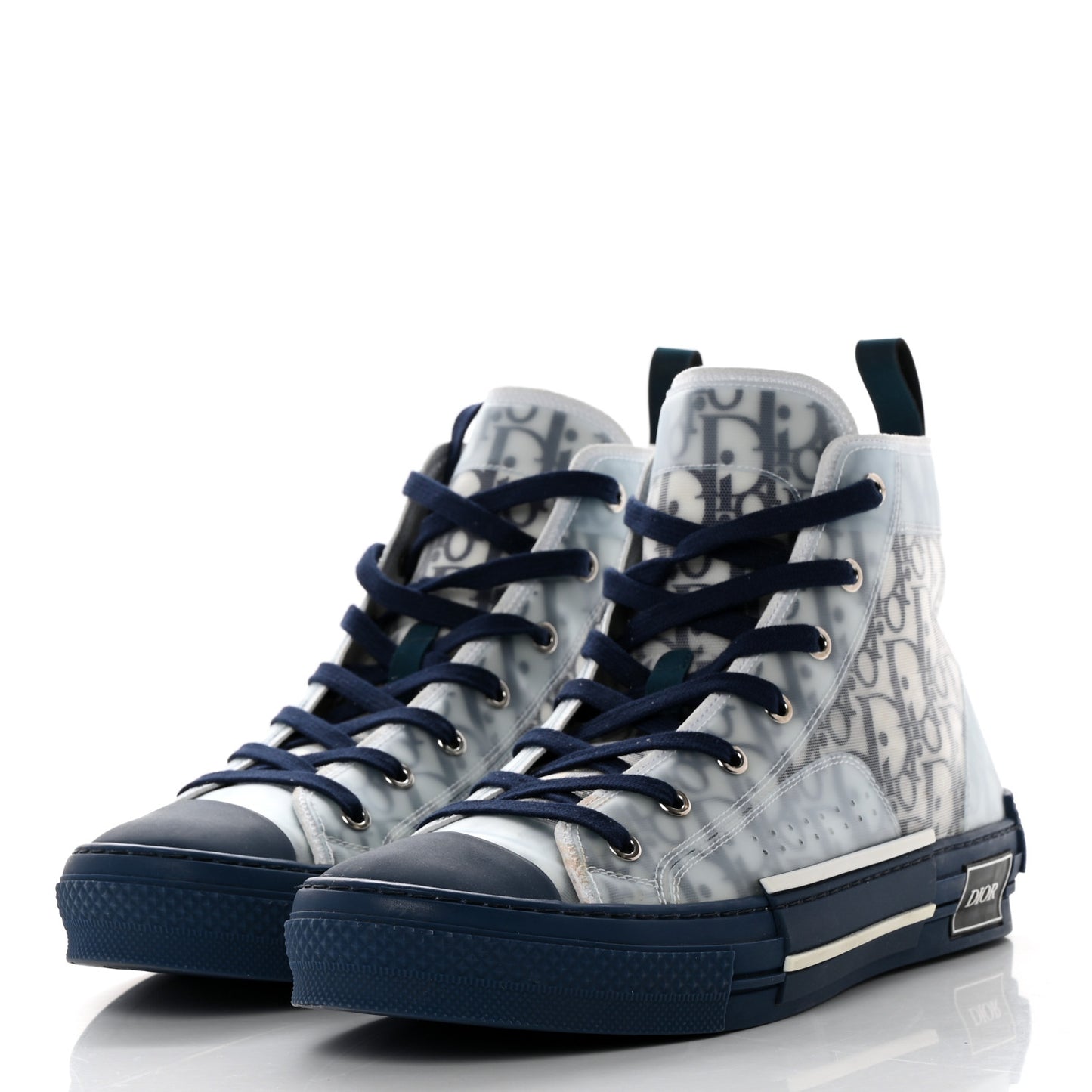 Technical Canvas Oblique Mens B23 High Top Sneakers 43 White Blue