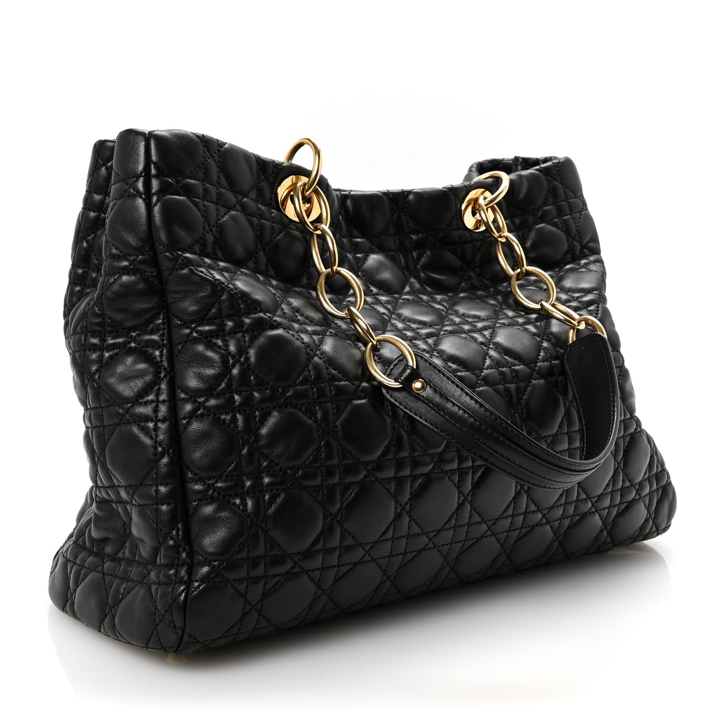 Lambskin Cannage Medium Dior Soft Shopping Tote Black